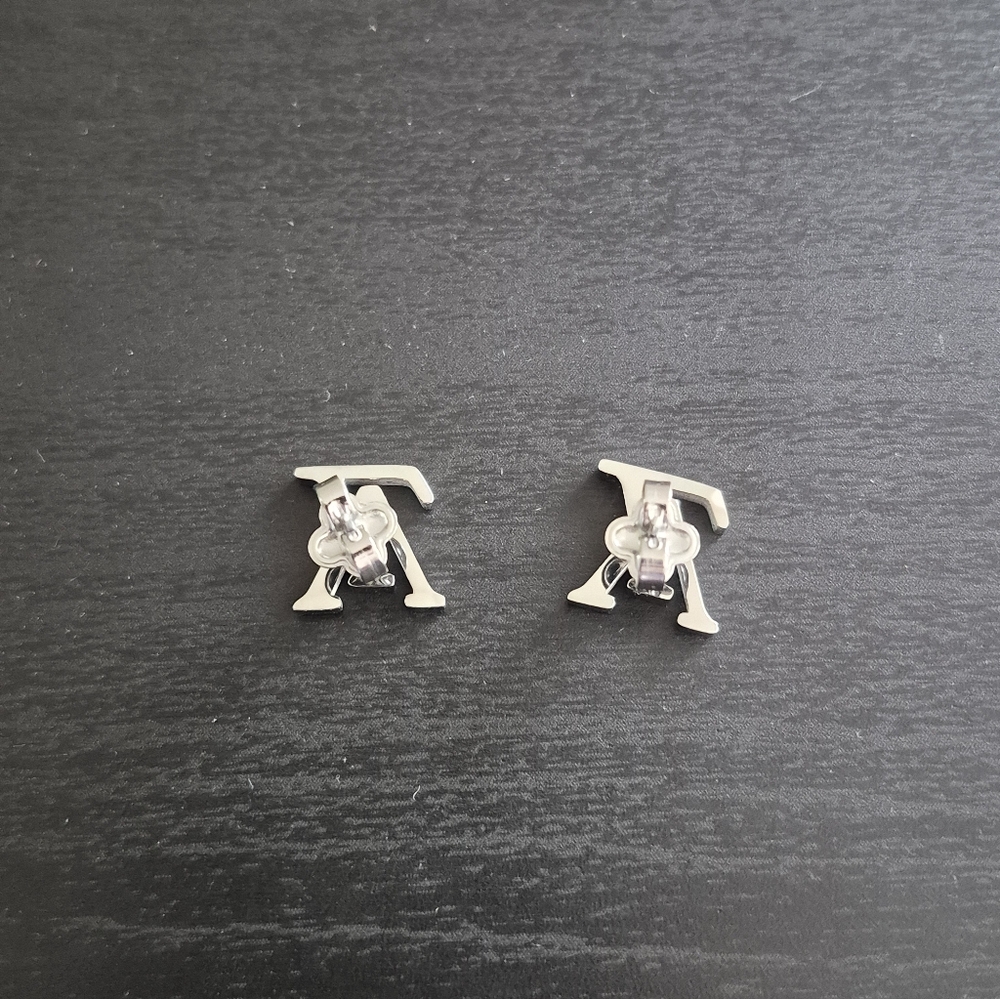 Silver LV Logo Earrings - Picture 2 of 5